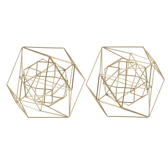 CosmoLiving by Cosmopolitan Gold Metal Modern Geometric Sculpture Set